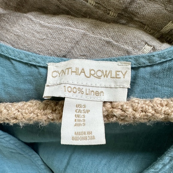 Cynthia Rowley Dress Small S Blue 100% Linen Tank Ruffle Tiered Lagenlook - Picture 5 of 6